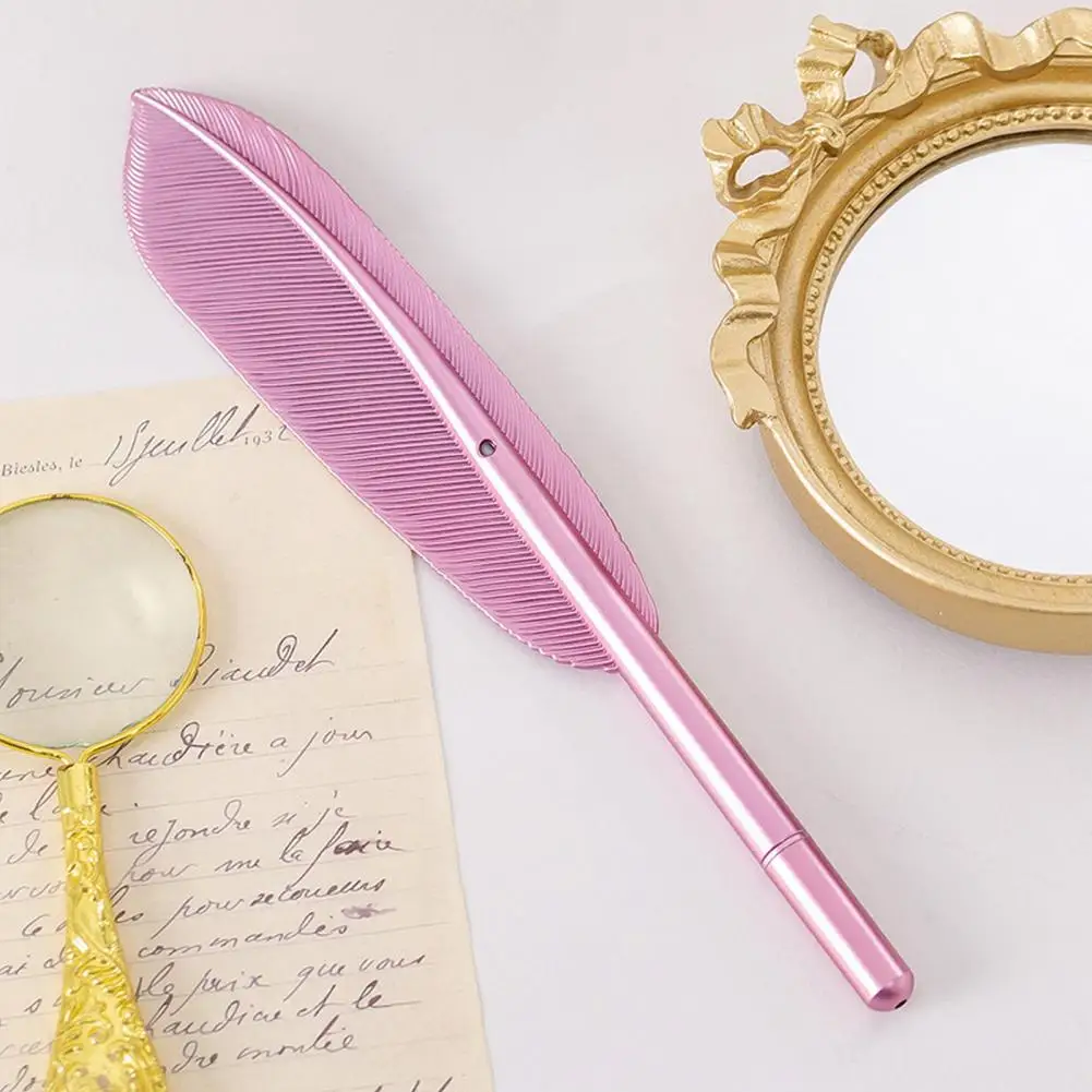 Gift 2Pcs Creative Metallic Color Feather Writing Gel Pens 0.5mm Interesting Pens Lightweight Ballpoint Pen For Writing