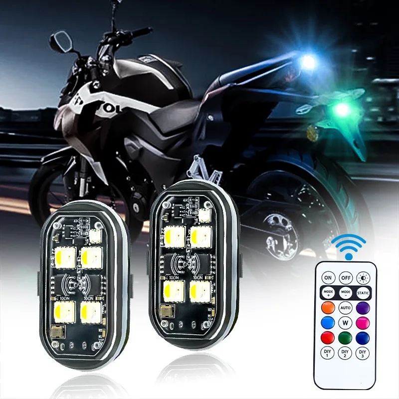 Car Motorcycle LED Waterproof Flashing Warning Light USB Charging Remote Control DJ Strobe Lamp For Outdoor Camping Home Garden