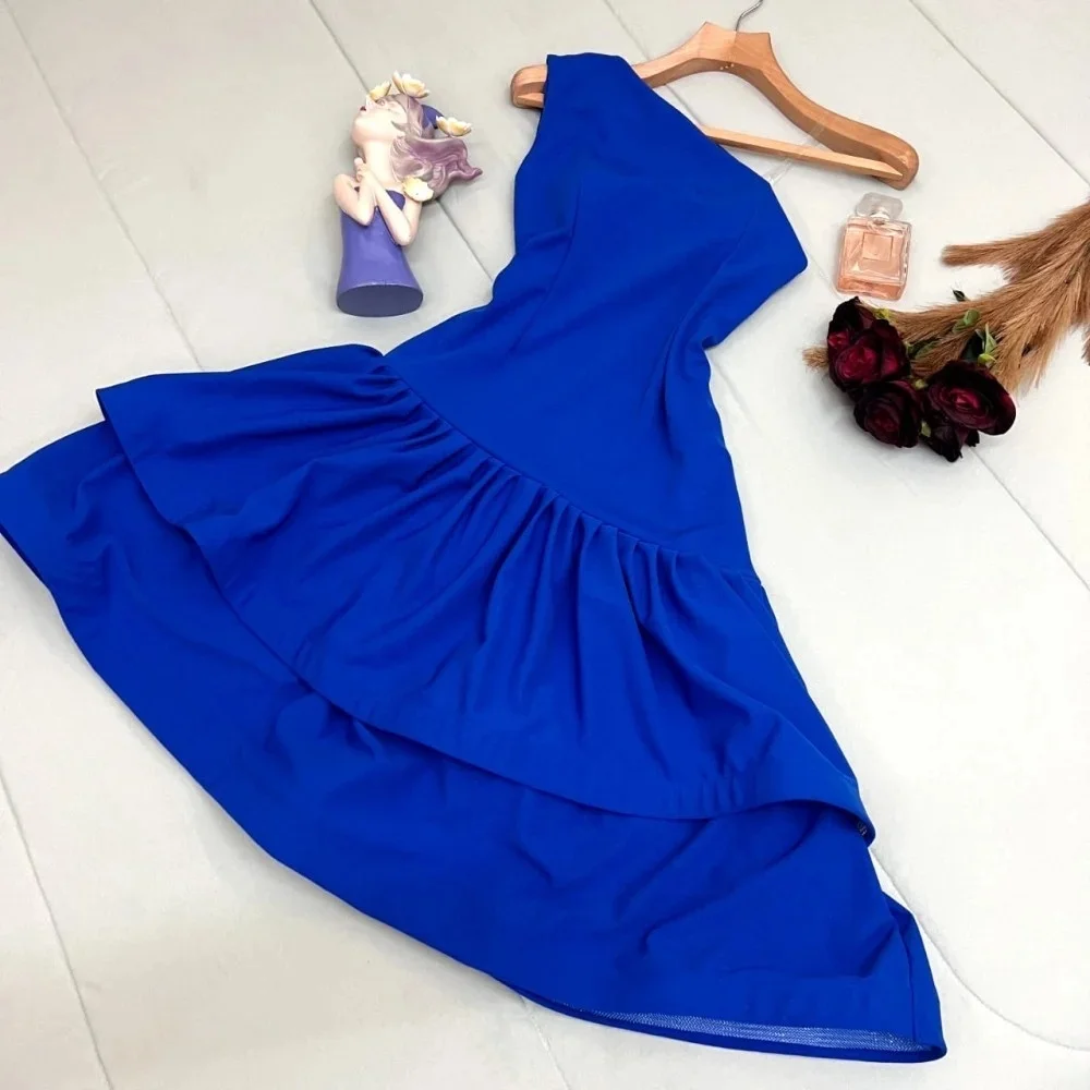 Maßgeschneidertes One-Shoulder-Abendkleid, wunderschöne kurze Ballkleider, gerüscht, für formelle Anlässe, sexy Rüschen, Partykleid, Robe Soiree