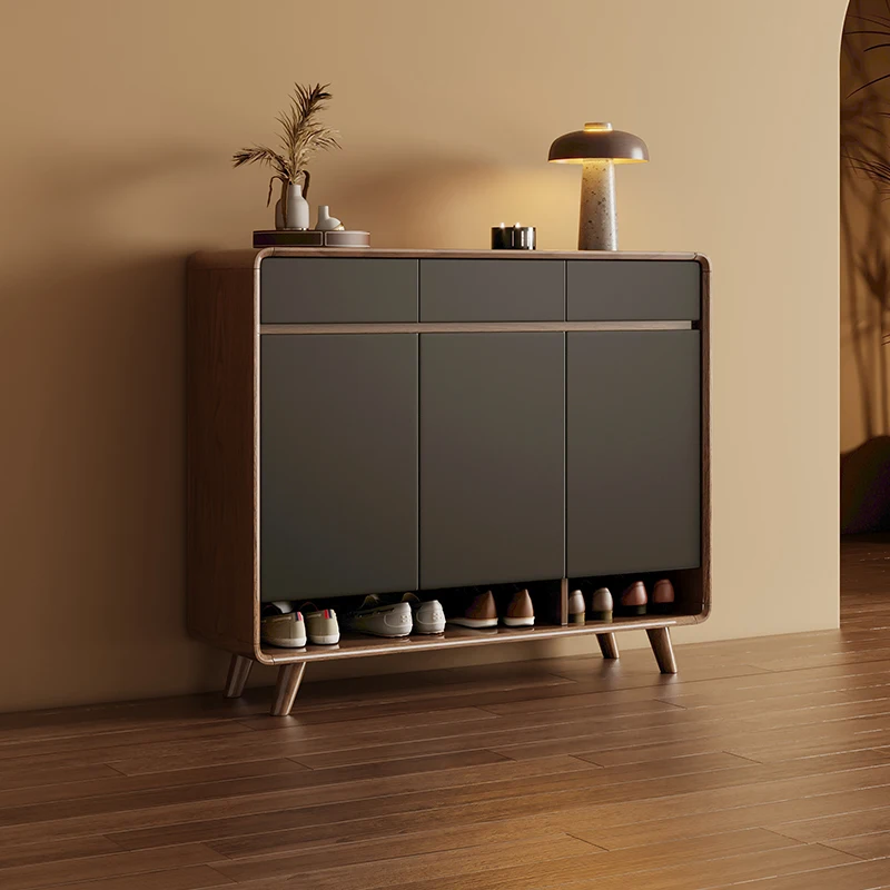 

Solid wood frame shoe cabinet, indoor multi-layer entrance cabinet at the entrance of the outer corridor