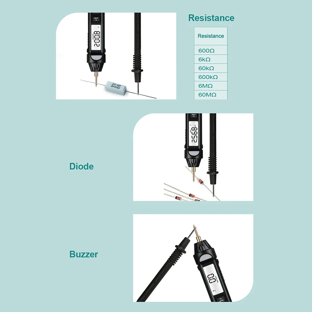 ET118 długopis testowy 2 w 1 + multimetr mini inteligentny pomiar napięcia rezystancji i łatwy do przenoszenia przyrząd pomiarowy