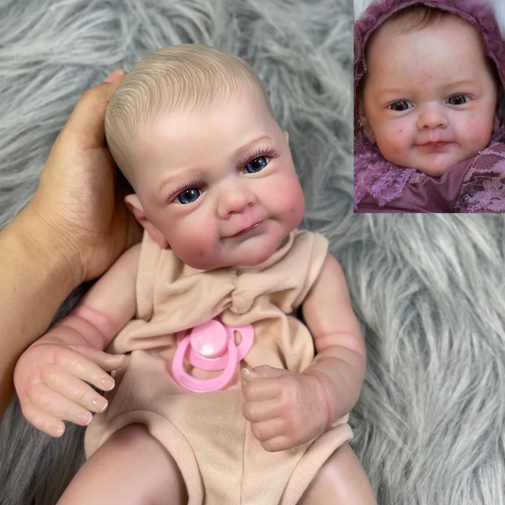 MRB 18 inch Finished Painted Reborn Doll Parts Sanya Vinyl Kit Cute Baby 3D Painting with Visible Veins Cloth Body Included