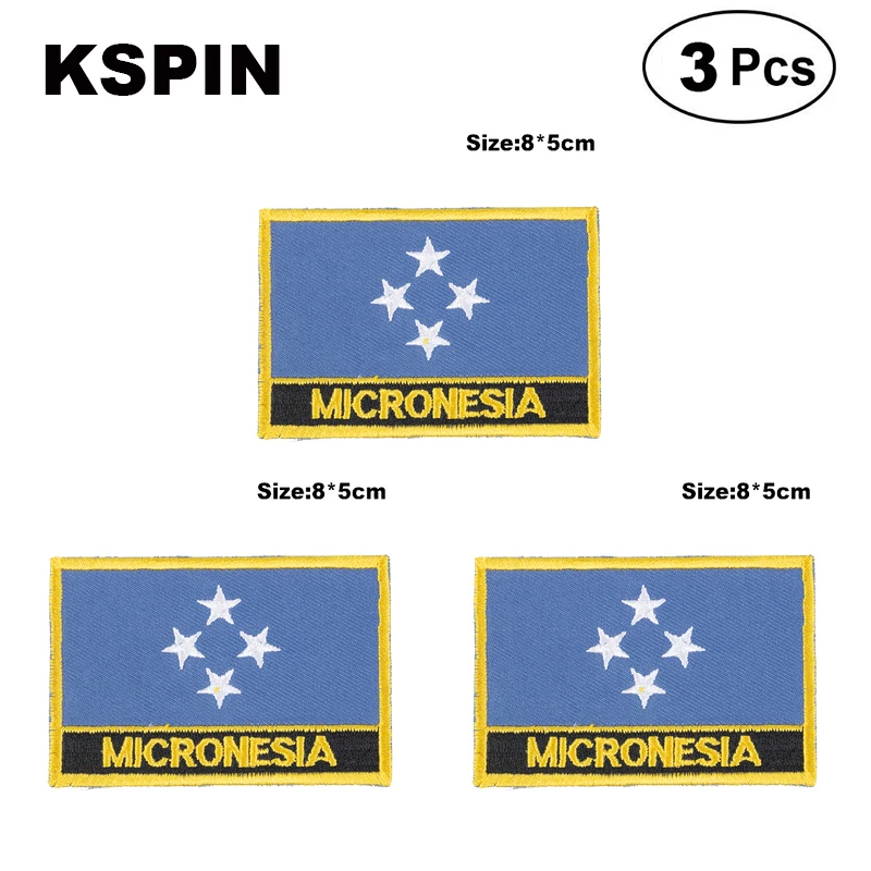 Micronesia Rectangular Shape Flag patches embroidered flag patches national flag patches for clothing DIY Decoration