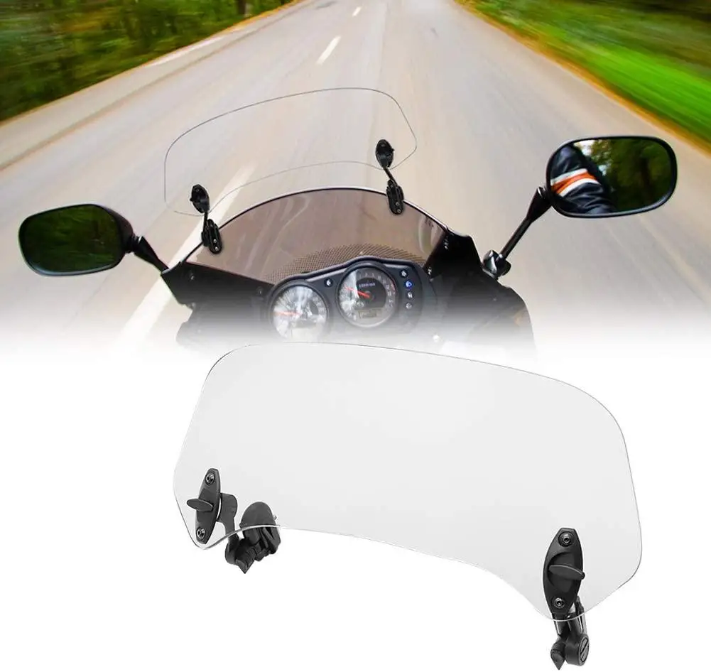 

1 Set Motorcycle Windshield Extension Adjustable Spoiler Universal Clamp-on Windscreen Deflector Parts