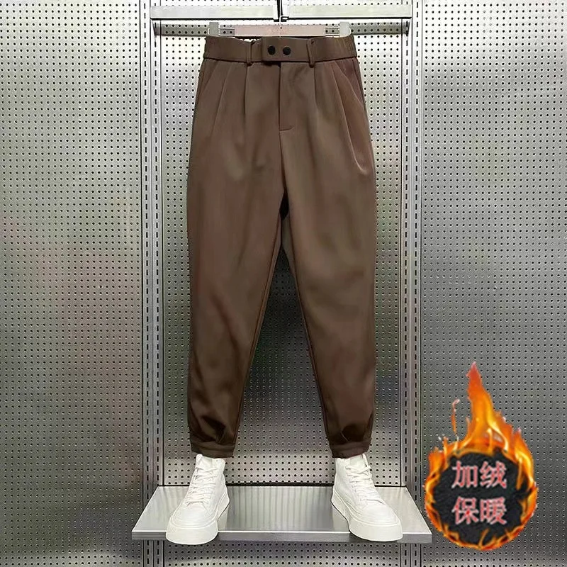 

Мужские брюки осень-зима, свободные брюки-шаровары с леггинсами, бархатные красивые драпированные повседневные брюки, брюки