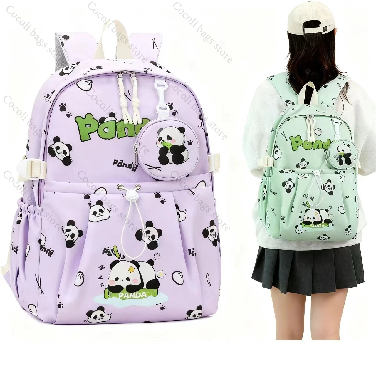 Cute Panda Print Backpack Large Capacity School Backpacks School Bags Teenage Backpacks for Teens Kids Backpack