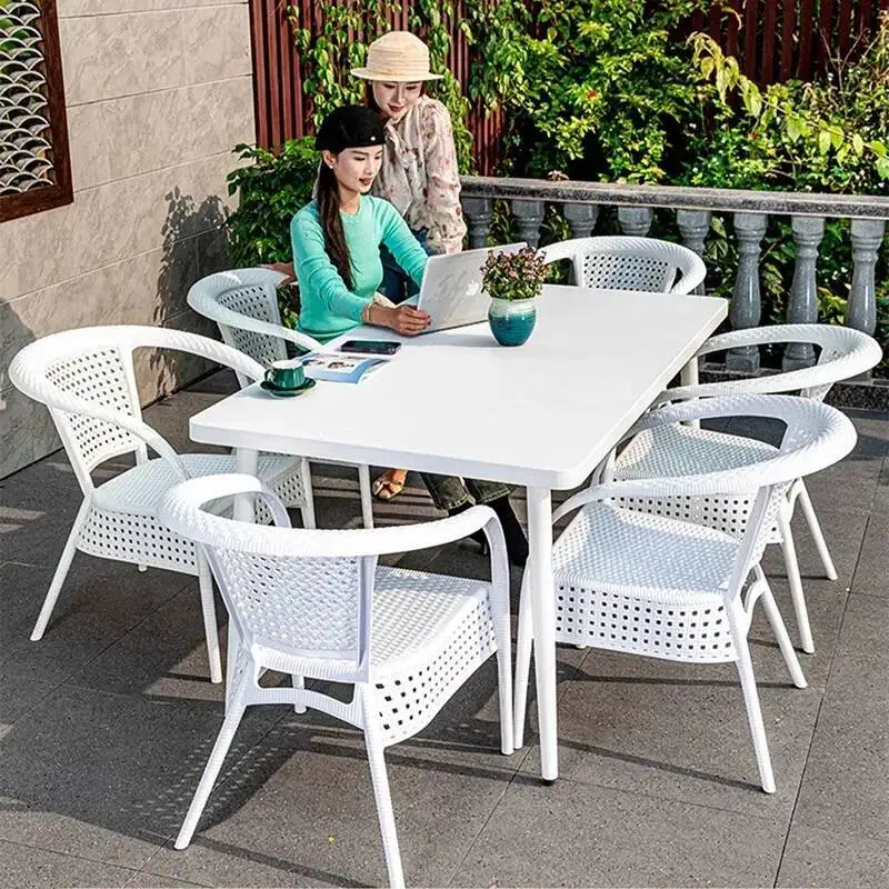 كرسي الروطان فناء طاولات خارجية حديقة فاخرة الحد الأدنى الحديثة طاولات خارجية كرسي الفناء الخلفي Tuinmeubelsets الأثاث