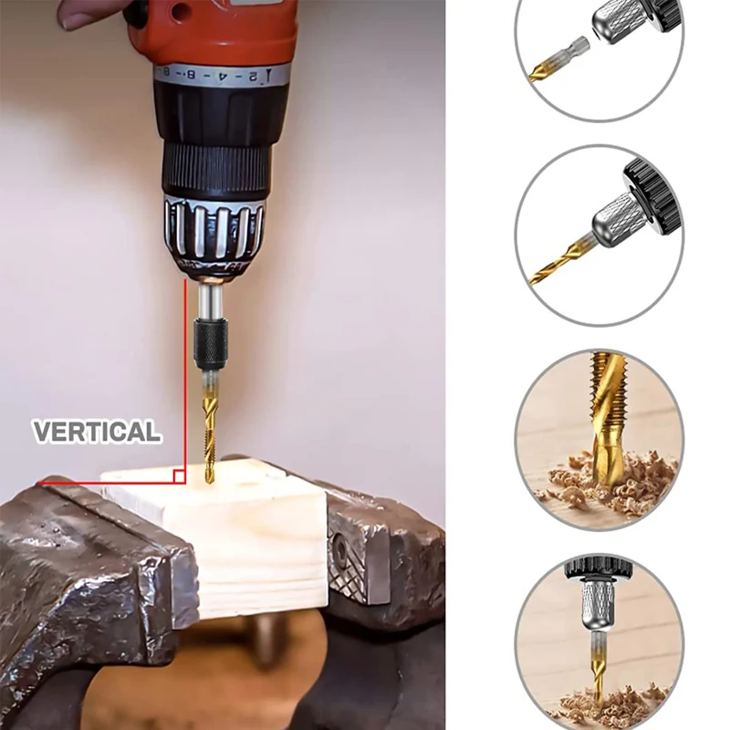 6 Stück Gewinde bohrers atz 1/4 "Sechs kant schaft titan beschichtet hss Schrauben gewinde bohrer Maschine Verbund gewinde bohrer m3 m4 m5 m6 m8 m10 Werkzeuge