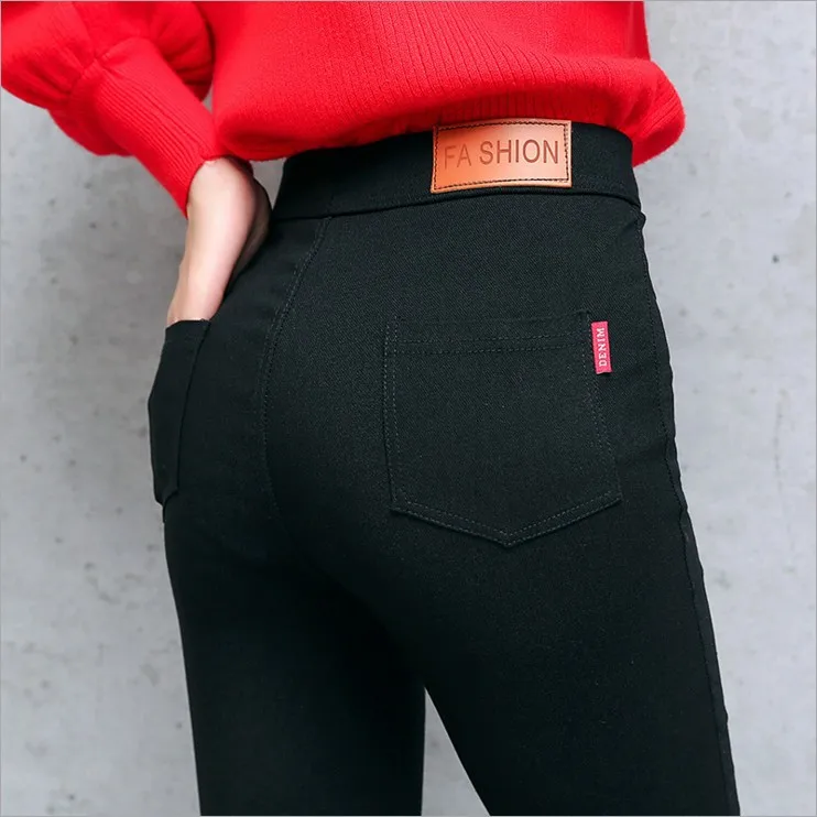 Women\'s Pencil Pants  New Tight Black Outerwear Base Layer Pants Slimming plus Size Elastic Ankle-Length Trousers