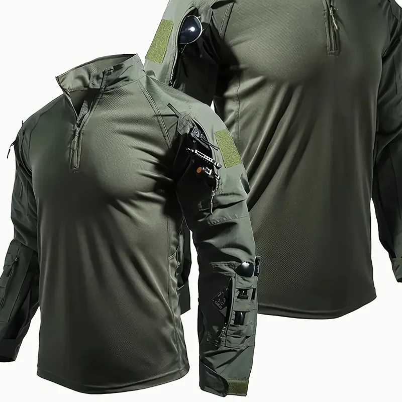 Men Tactical Shirts Training Long-Sleeved Tops T-Shirt Tops Wear-Resistant Hunting Clothes Multi-Pocket Adventure Workwear New