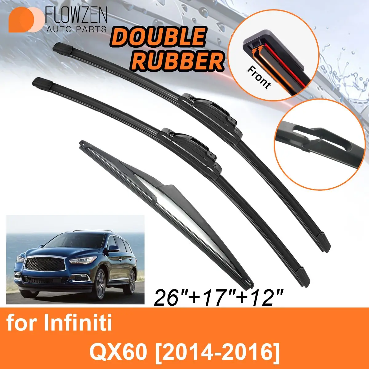 

Щетки стеклоочистителя автомобильные резиновые для Infiniti QX60 2014-2016, 2014-2016