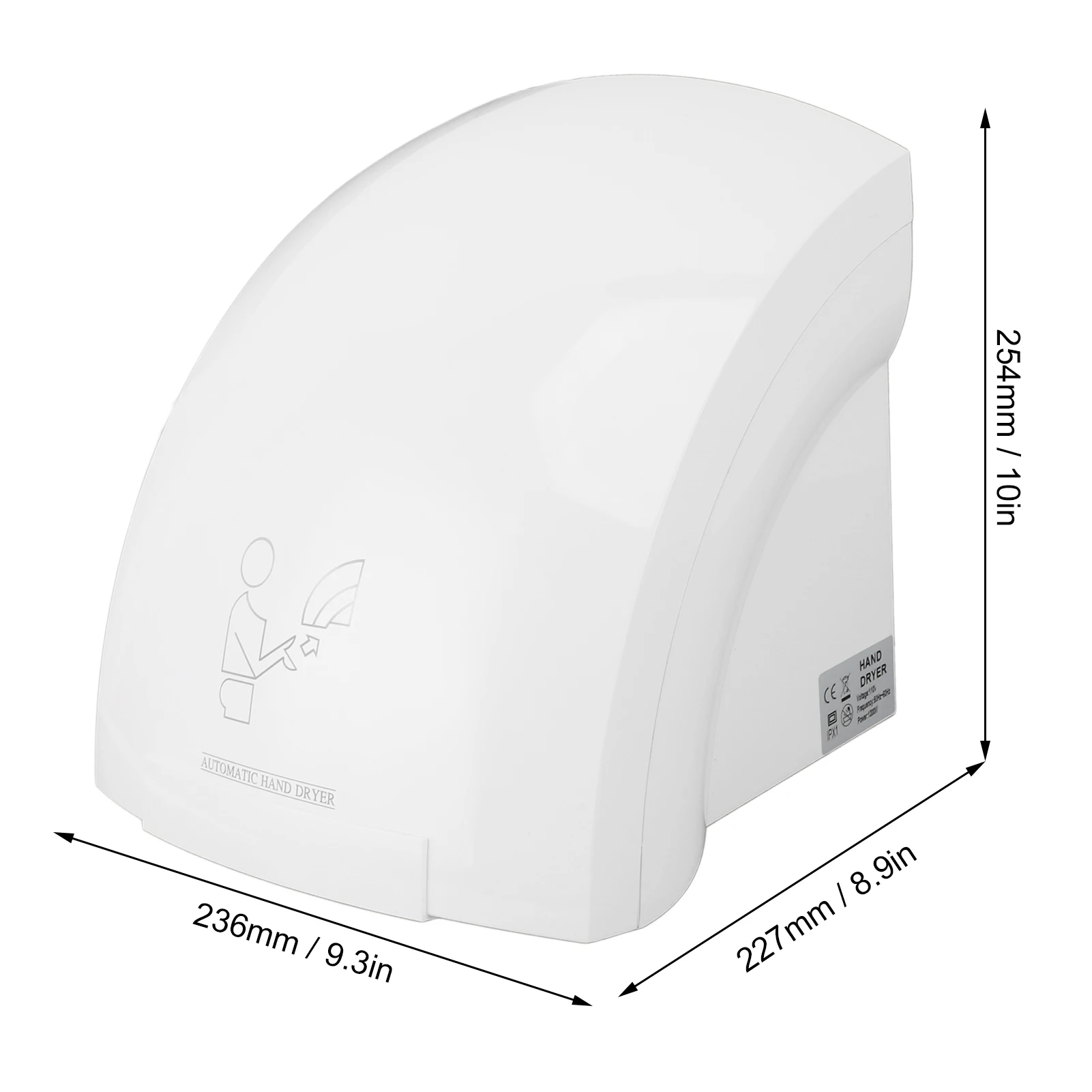 1200 واط مجففات اليد الاستشعار التلقائي 10S التجفيف السريع تدفق الهواء القوي الهواء الدافئ مجفف اليد لفندق مول الحمام