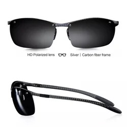 Real Carbon Fiber Sunglasses UV400 Polarized Sports Sun Glasses Driving Fishing Brand Design Anti Glare Outdoor Gafas De Sol