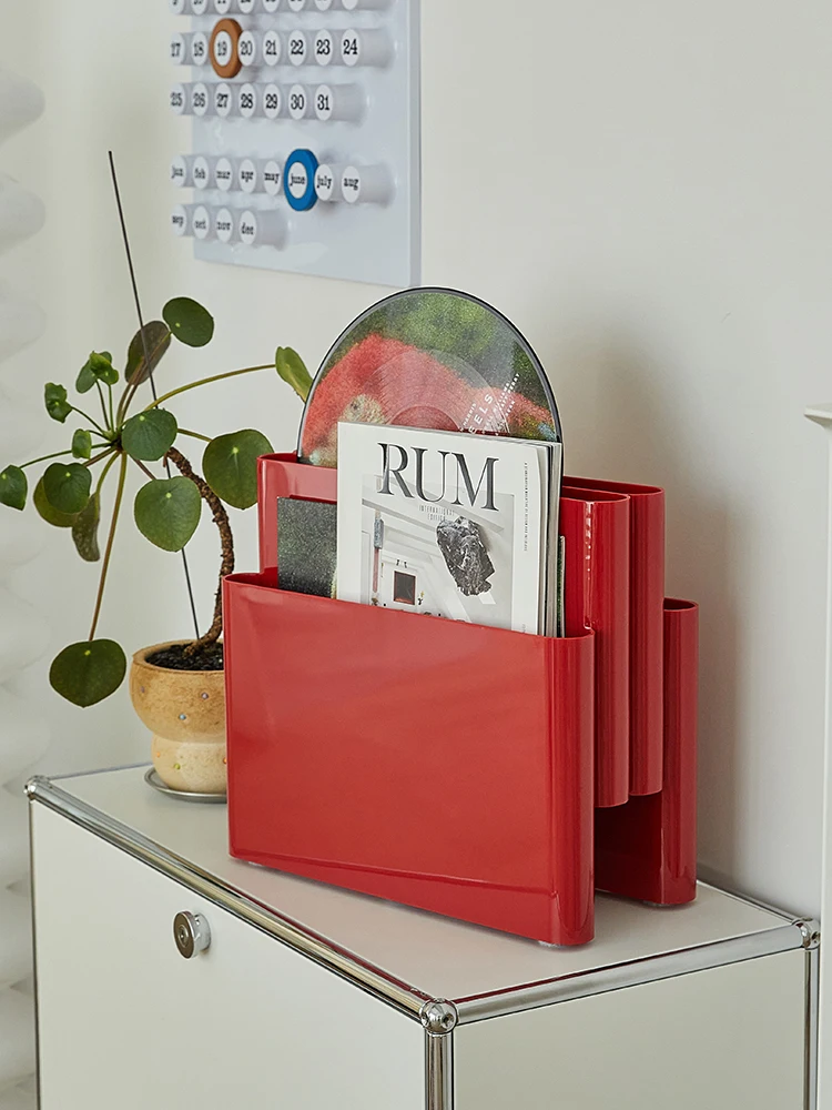 Nordic Creative Home Bookshelf Multi-functional Storage Holder Stand Magazine Rack ABS Plastic PC Clear Vintage Four Pockets