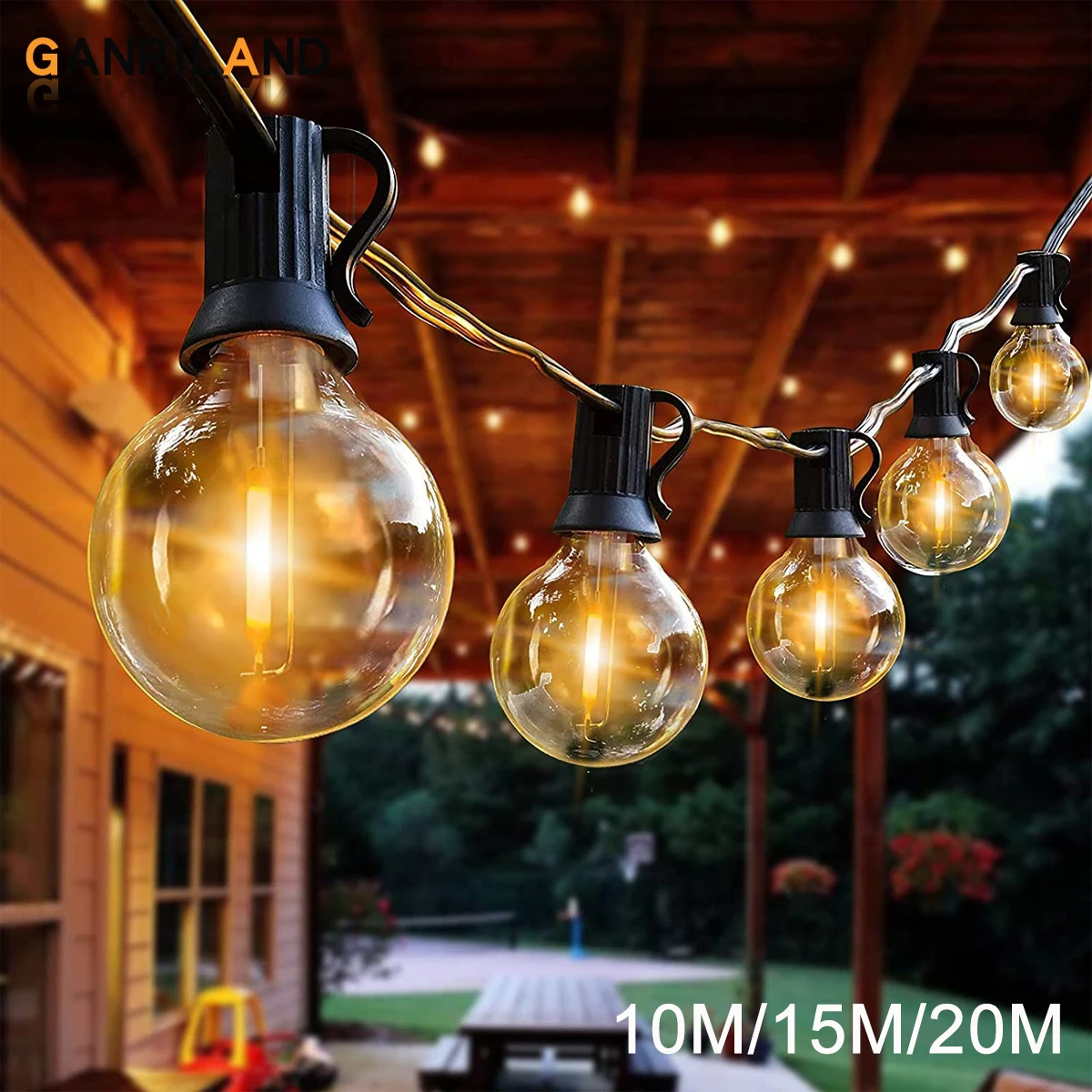 

20M Globe Outdoor Patio String Lights Dimmable G40 LED Shatterproof Plastic Bulb Hanging Lights For Outside Party Porch Backyard