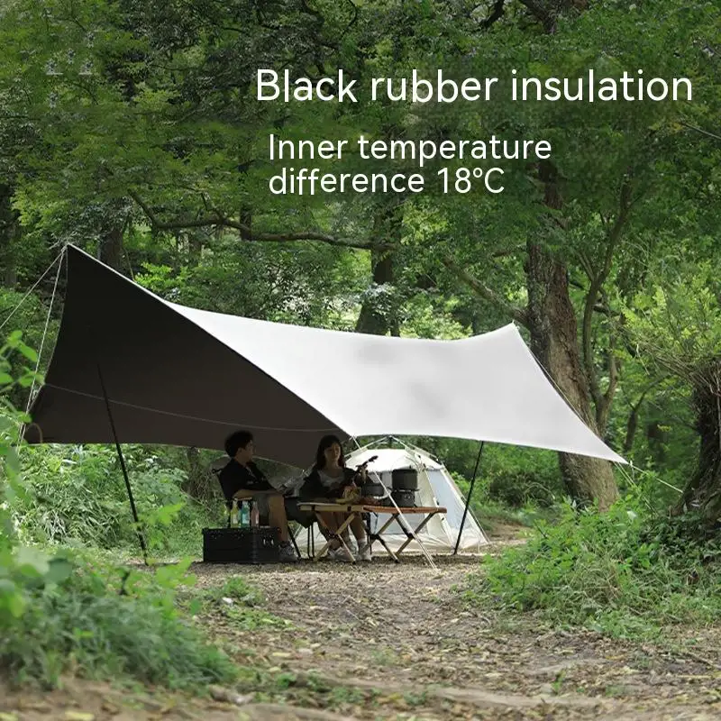 

Canopy Black Glue Outdoor Camping Waterproof Sunscreen Uv Resistant And Sunshade Oxford Cloth Thickened Hexagonal Canopy Tent