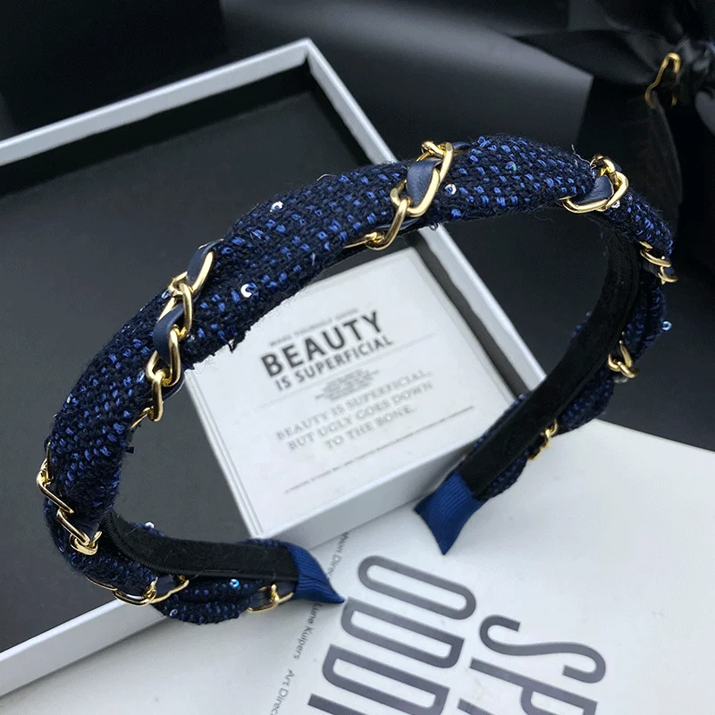 

Легкая роскошная заколка-повязка для волос женская, модная новинка 2026 года, с цепочкой, узкая, для фиксации волос при мытье, повязка на голову