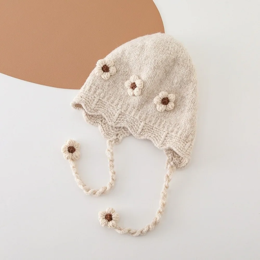 

Новая ветрозащитная пуловерная кепка, холодостойкая вязаная шапка с цветочным принтом для защиты ушей, шапка с помпоном Lei Feng, осенне-зимняя шапка