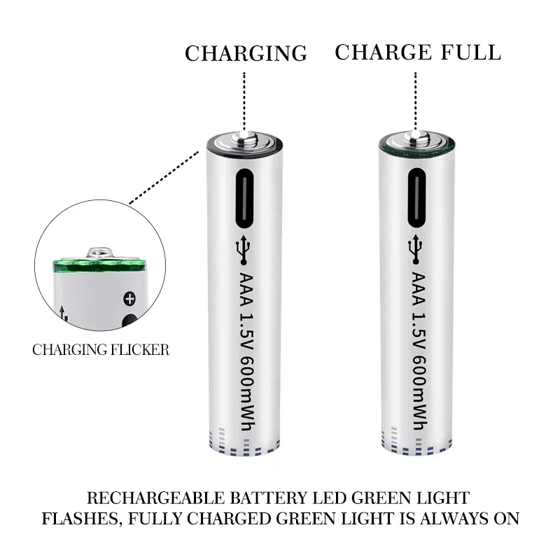 PURFIELD AAA 600mWh USB Rechargeable Batteries Constant 1.5V Li-ion Battery for Remote Control Mouse Electric Toy Accumulator