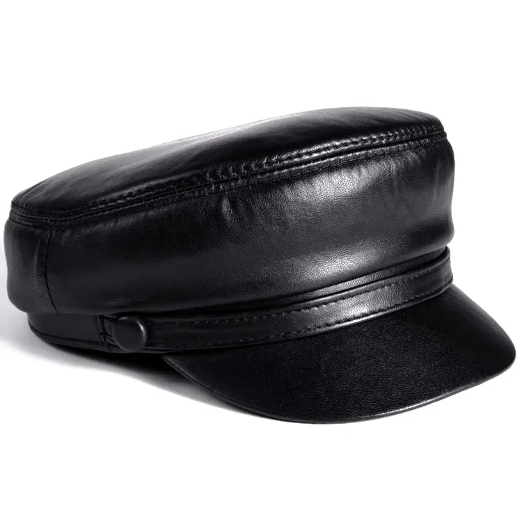 

Wholesale BRAND NEW 2024 Spring/Winter Unisex 55-59 CM Balck Genuine Leather Windproof Baseball Caps Man/Woman Duckbill Gorras