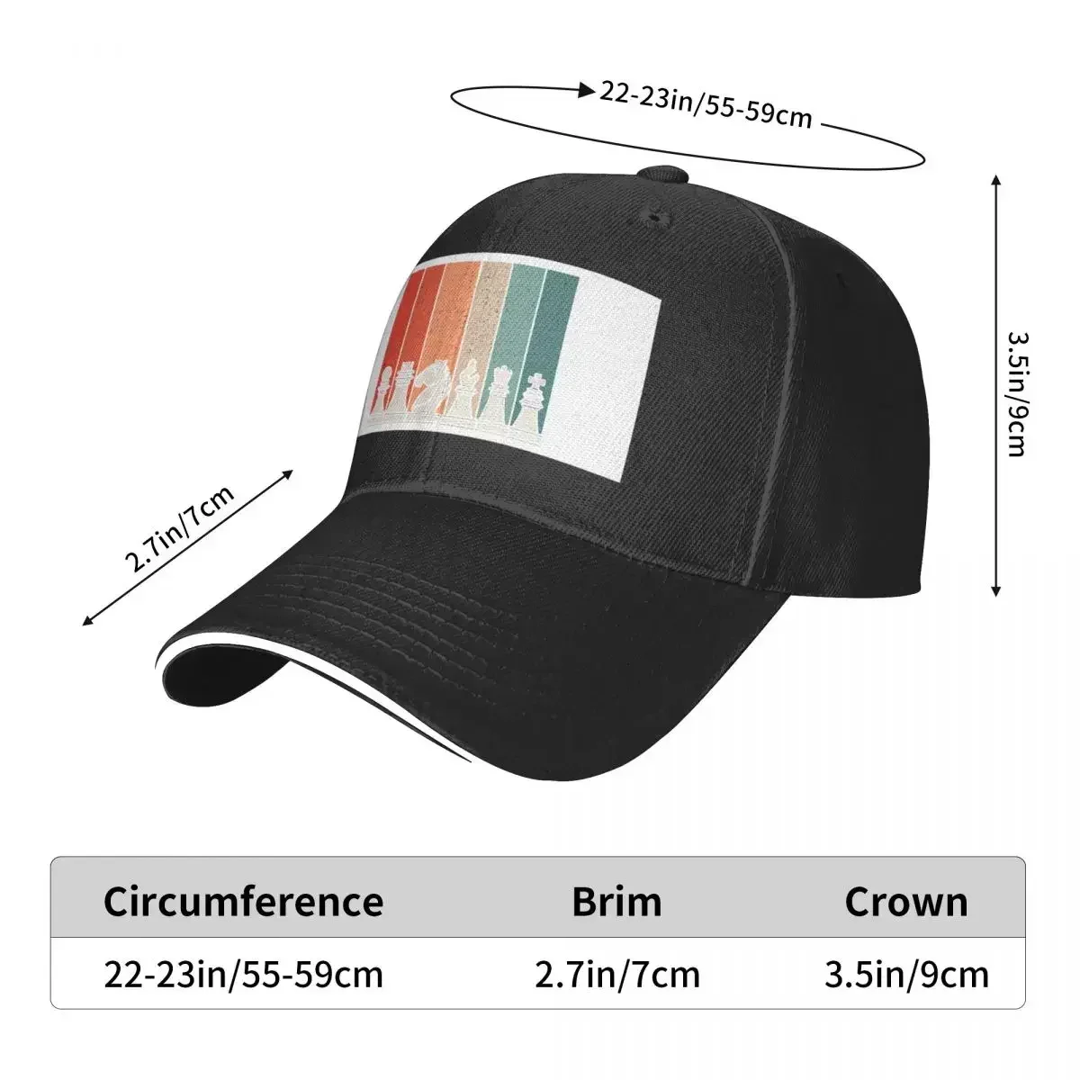 Retro Chess Baseball Caps Snapback Fashion Baseball Hats Breathable Casual For Men's And Women's Customizable Polychromatic