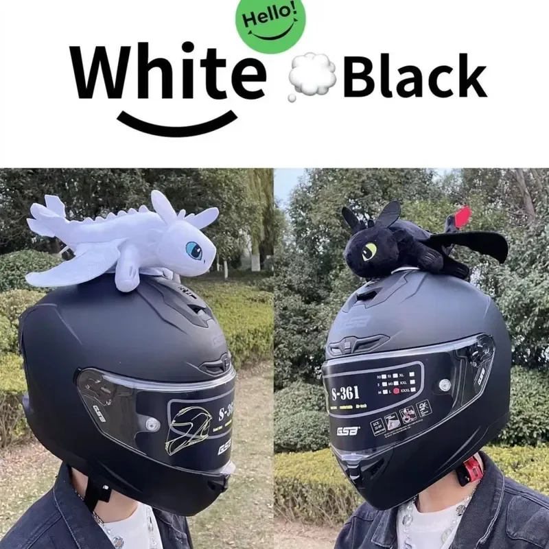 Drachenzähmen leicht gemacht Zahnloses Auto Motorrad Helm Dekoration Kleine schwarze Drache Puppe Animation Periphe Geburtstagsgeschenk