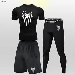 Chándal de compresión para gimnasio para hombre, ropa deportiva ajustada, Leggings de licra, conjunto de entrenamiento