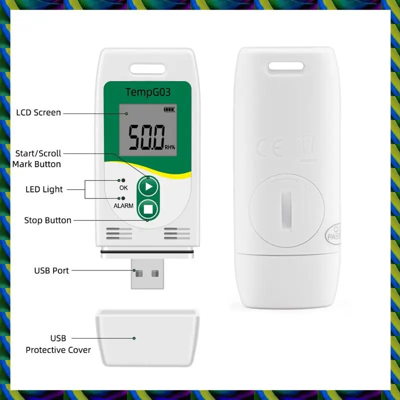 Daily Tempg03 USB-регистратор данных о температуре и влажности, многоразовый регистратор данных TEMP, измеритель записи Humiture с емкостью 32,000