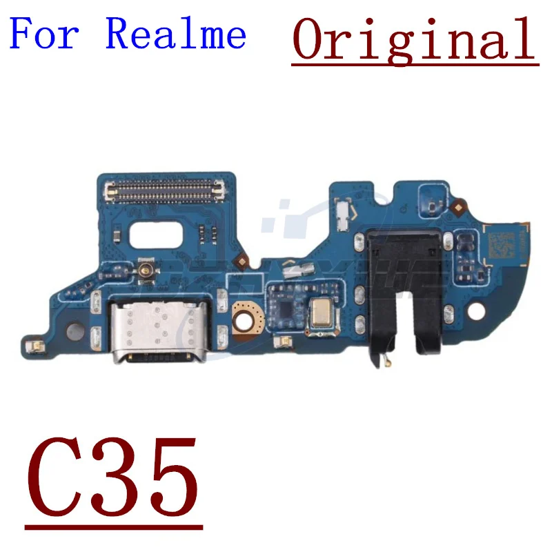 Original USB Charging Port Dock Plug Connector Charger Board Module With Microphone For OPPO Realme C25 C25Y C30 C31 C33 C35