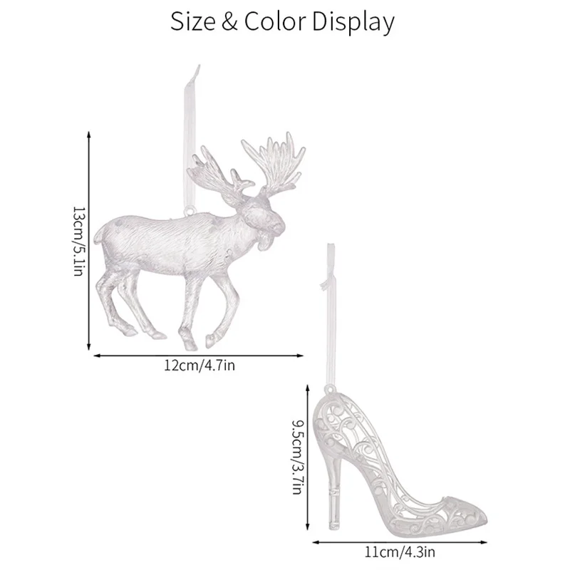 Pendenti pendenti natalizi Acrilico Alce Scarpe di cristallo Ornamenti Decorazione dell'albero di Natale Accessori di buon Natale