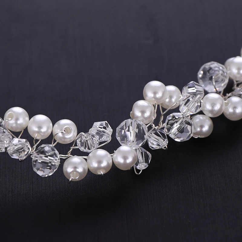 Handmade Bridal Headband Crystal Pearl Headdress Bridal Hair Accessories Wedding Headband Bridal Headdress Princess Hair Strap image 5