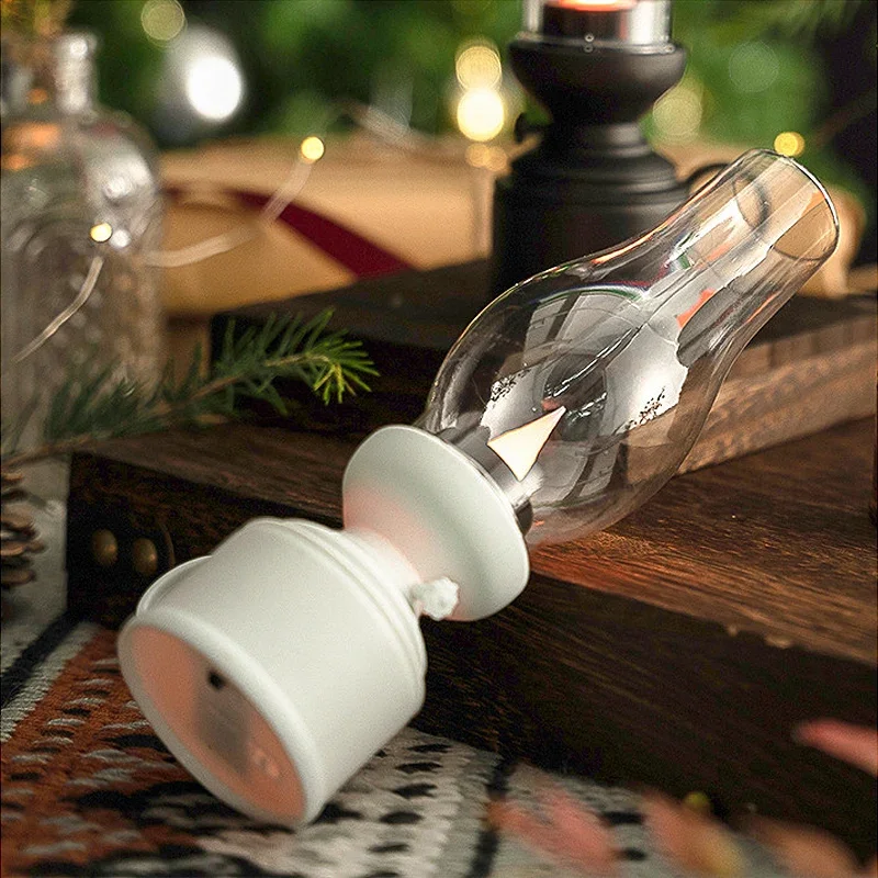 Lampe à kérosène électronique en plastique vintage, lampe à la mode, batterie LED, bougie 62, décoration de fête à la maison de Noël