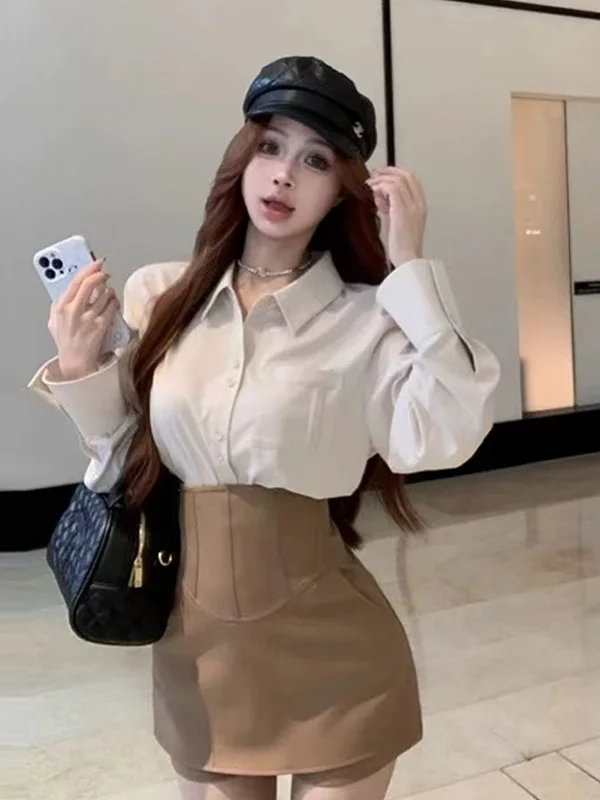 

Fashionable Slim Fit Women's Neck Long Sleeve Shirt Versatile Top for Spring 2025 Button up Style Elegant Design