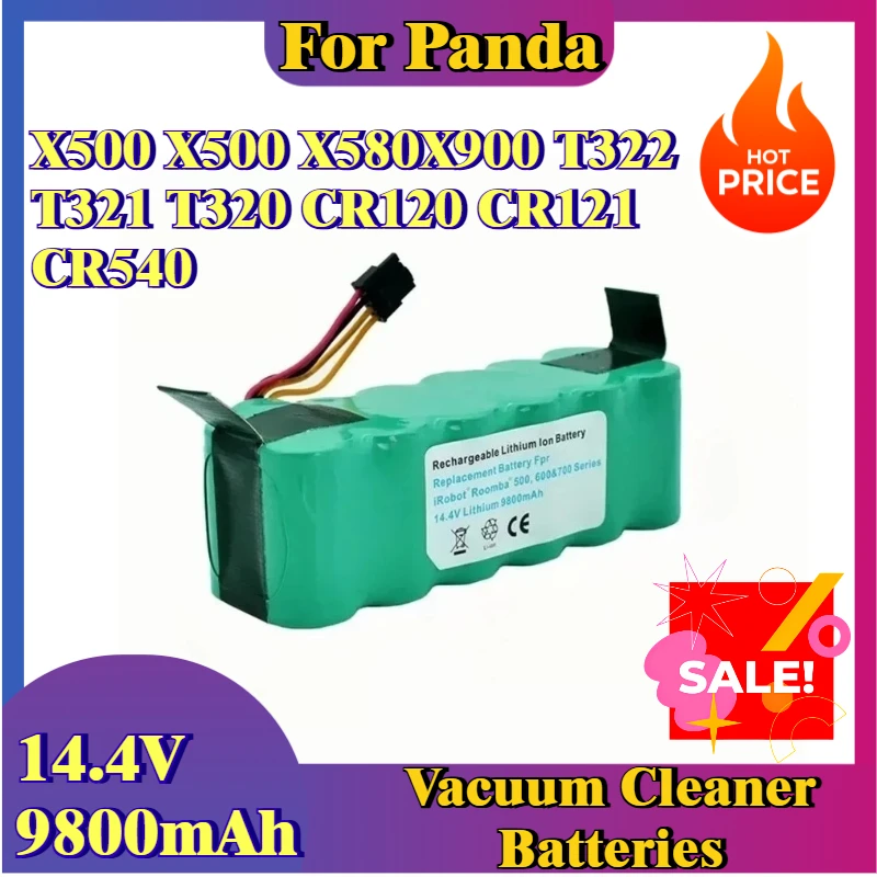 

14.4V 9800mAh for Panda X500 X500 X580X900 T322 T321 T320 CR120 CR121 CR540 Vacuum Cleaner Batteries