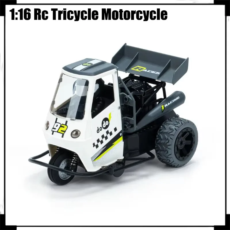 1:16 Rc Tricycle Motorcycle With Light Spray 2.4g Remote Control Electric High Speed Emulation Motorcycles Toy For Kid Gift