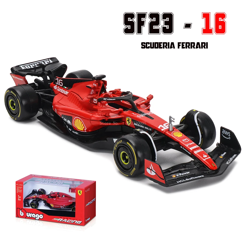 ブラーゴ 1:43 F1 フェラーリ 2022/2023/2024 SF24 SF23 F1-75 # 16 シャルル・ルクレール # 55 カルロス サインツ 合金車キャスト モデル玩具グッズ
