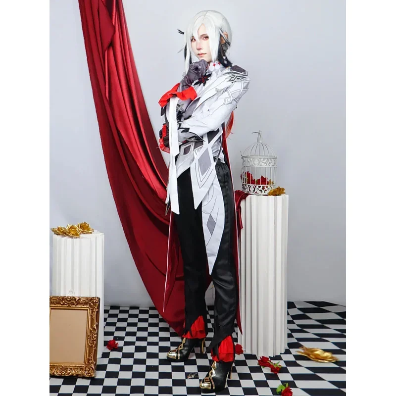 Nuevo disfraz de arlequin Cosplay pelucas Genshin Impact Fatui el fantojo uniforme de arlequin once Fatui Harbingers traje U
