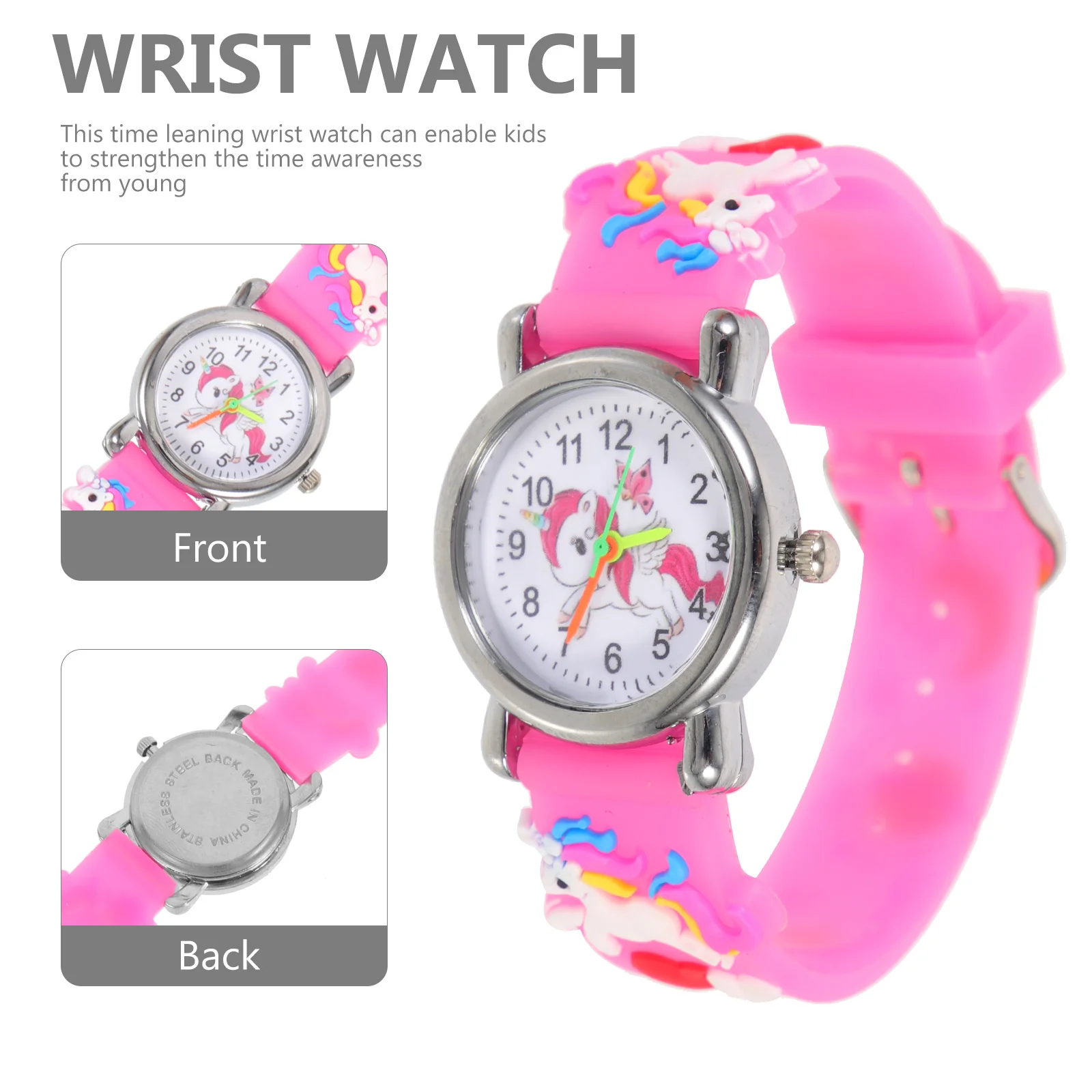 شاهد ساعات سيليكون باند يونيكورن تايم المقاومة للماء كهدية عيد ميلاد 4-10