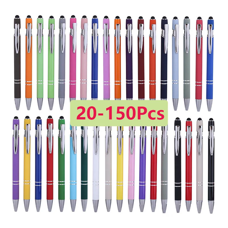 

20-150 шт. 2-в-1 стилус емкостный сенсорный экран стилус шариковая ручка черные чернила фирменные шариковые ручки канцелярские принадлежности