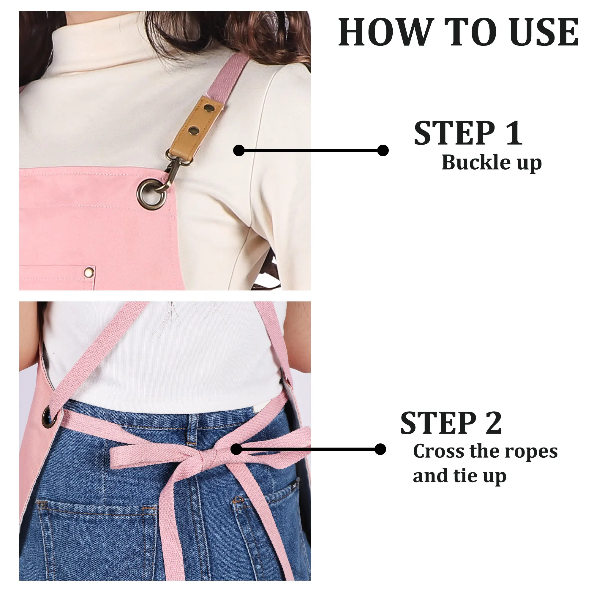 Fashionable Cotton Double-Sided Apron Gardening Coffee Shop Exquisite Work Clothes Adjustable Straps Home Kitchen Apron