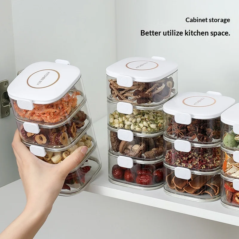 

Stackable Spice Rack Organizer - Clear Plastic Drawers with Airtight Lids for Dried Herbs Seasonings Kitchen Storage for Cabinet