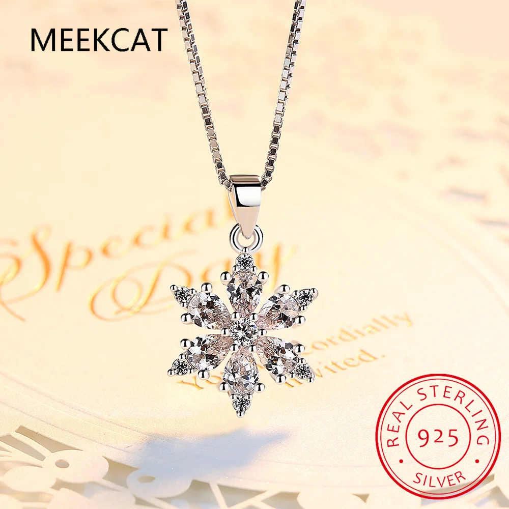 Real Moissanite Snowflake Pendant Necklace D Color VVS1 Lab Diamonds 925 Sterling Silver for Women Wedding Fine Jewelry view 4