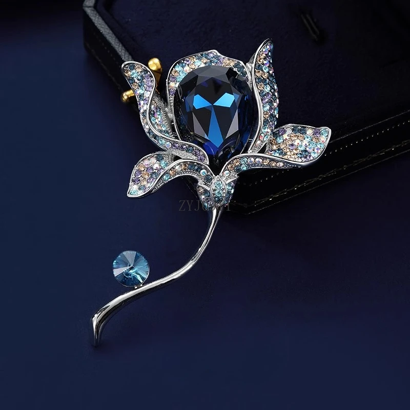 Magnolien-Brosche, hochwertige, zarte Blumenbrosche für Damen, neu, trendig