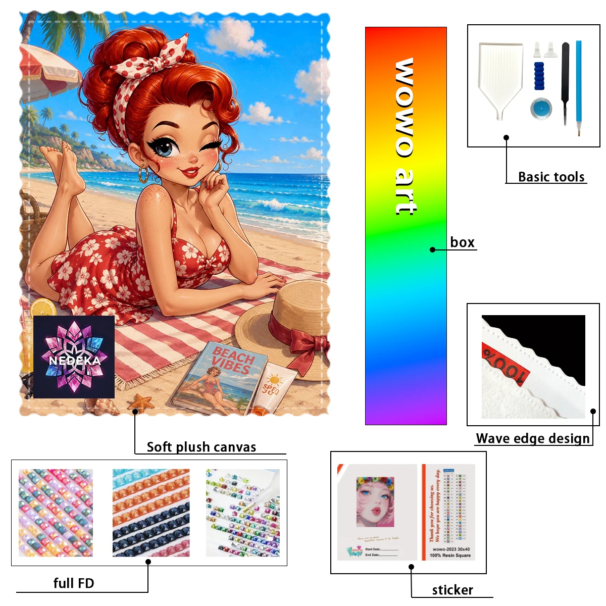 【NEDEKA_ Diamond Art】La chica a la moda en verano Crystal AB Rhinestone FD Rhinestone Perfect Resin Diamond