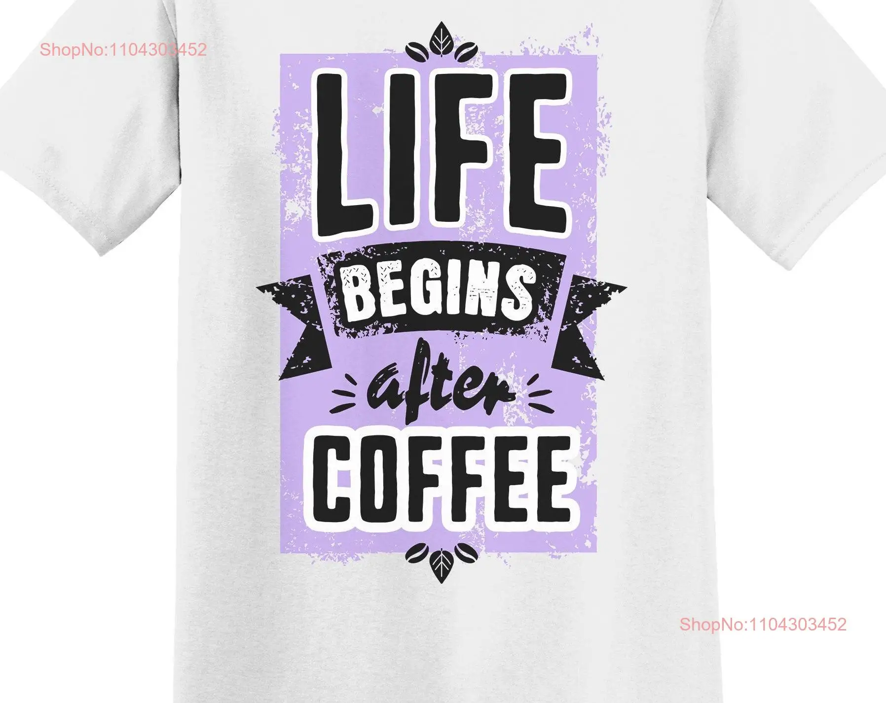 Life Begins After Coffee Barista T Shirt Shop Lovers for Mom Her Waitress Purple long or short sleeves