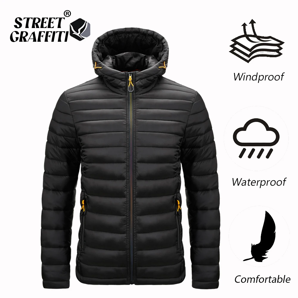 S.T.G 2024 Men Solid Casual Jackets Hot Fashion Brand Outdoor Warm Windproof  Hooded Coats High Quality Winter Jackets For Male