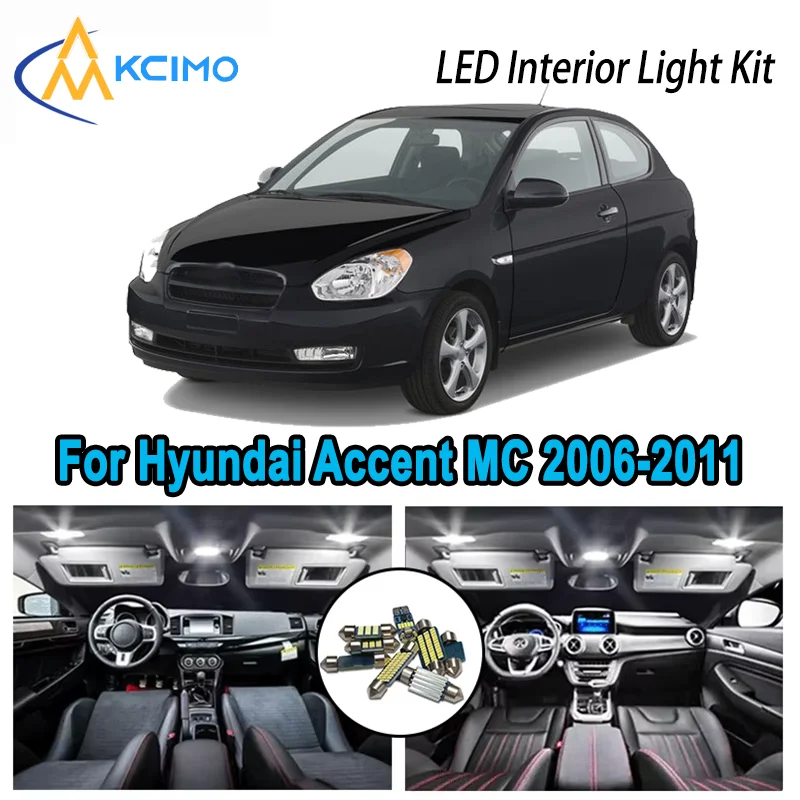 

Dual Color Variant LED Interior Kit for Hyundai Accent MC 2006-2011 2007 Dome Map Trunk Lamps Error Free Automotive Lighting