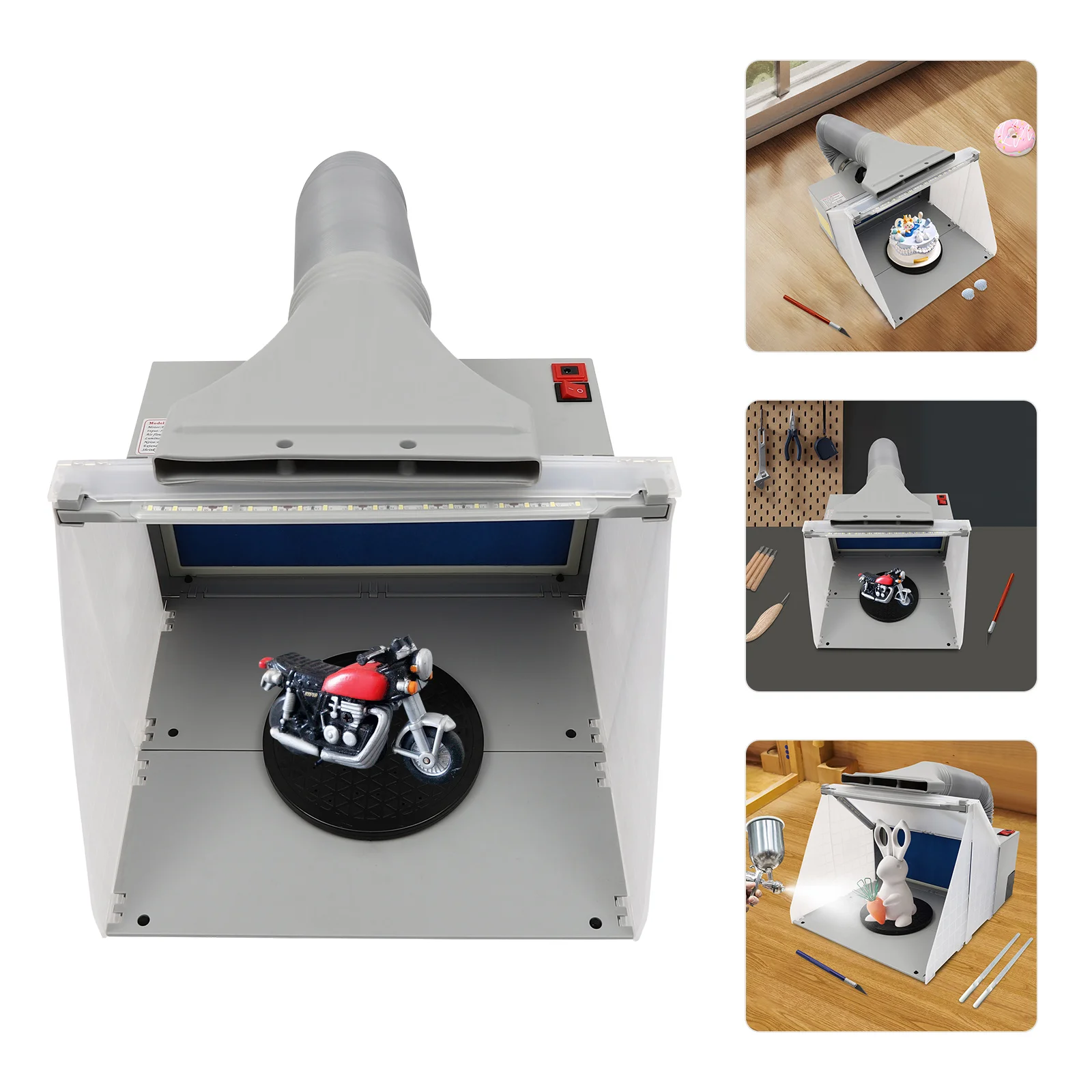 

Portable Airbrush Stencils with 5.58ft Exhaust Duct, LED Lighting, Powerful Fan, and Easy Installation for Clean and Safe
