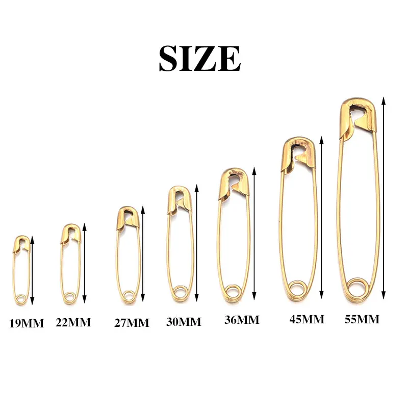 100Pcs Silver Rust Resistant Durable Safety Pins Multi Size 19mm 22mm 27mm 32mm 38mm 45mm 55mm for DIY Crafts Sewing Accessories