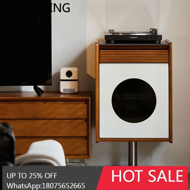 HLZ Retro Solid Wood Sofa Side Cabinet Bedroom Lift Rotating Bedside Table Small Apartment Storage Vintage Chest of Drawers